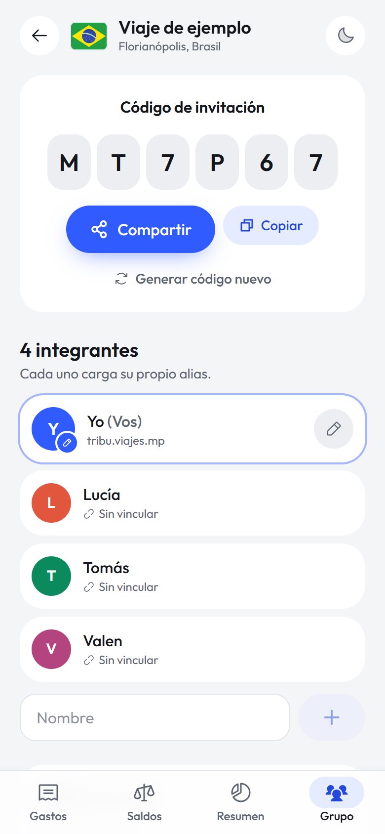 Los integrantes del grupo, cada uno con su alias para cobrar